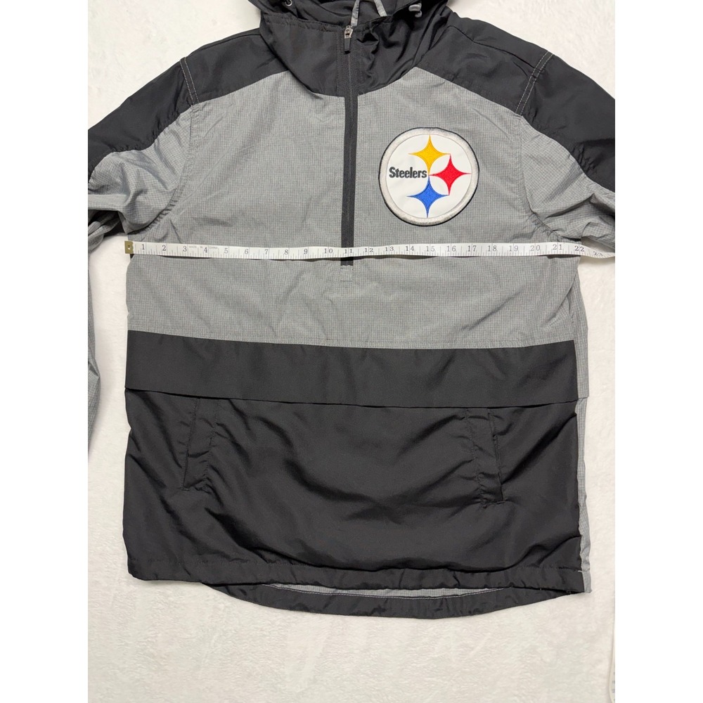 NFL Steelers 1/3 Zip Hooded Windbreaker Men's Medium Lined Embroidered Rare - Picture 3 of 8